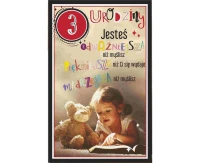 Birthday Card 3rd Birthday, Girl with teddy bear, 13x20,5 cm